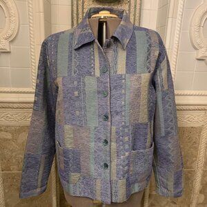 Unbranded Jacquard Lined Jacket. Size 1X-2X. Button Up. Pockets. DD.